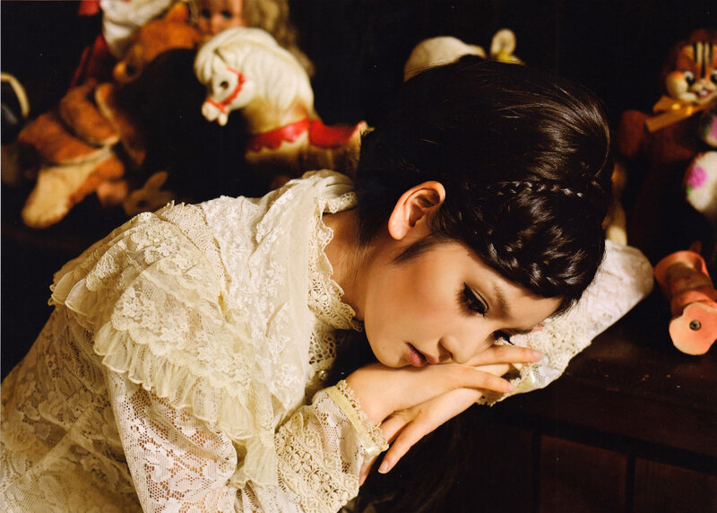 Woman in Lace Dress — White, Melancholic