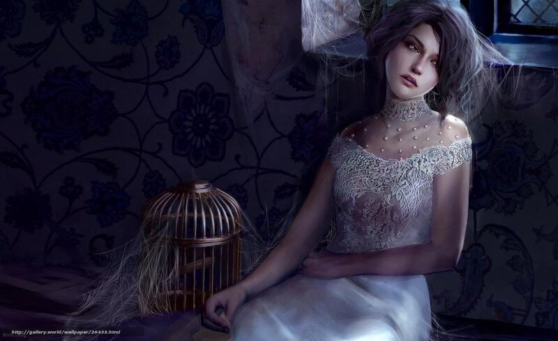 woman in lace dress with birdcage