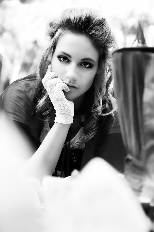 woman in lace glove portrait