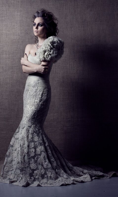 woman in lace gown