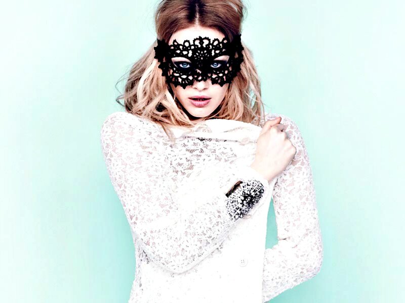 Woman in Lace Mask — White, Dramatic