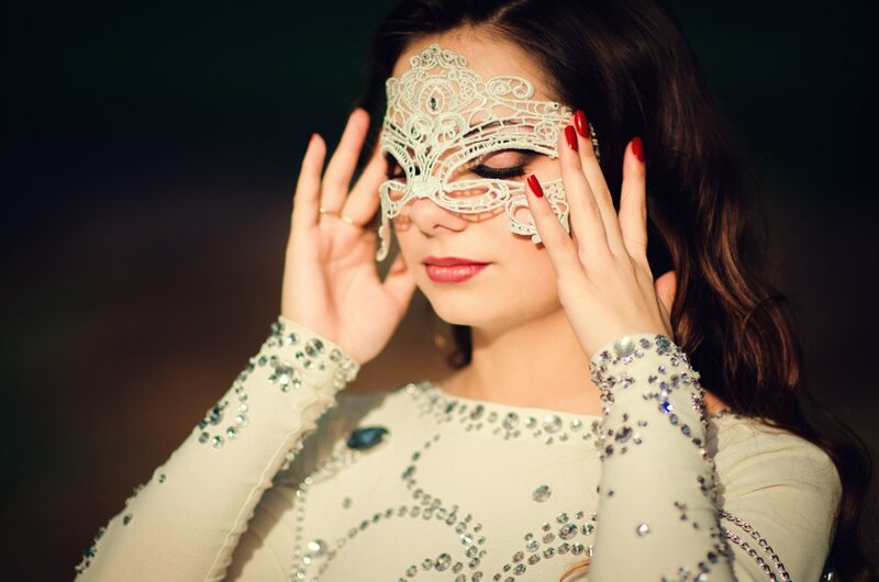 Woman in Lace Mask — White