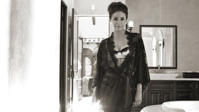 woman in lace robe