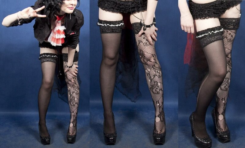 Woman in Lace Stockings — Black