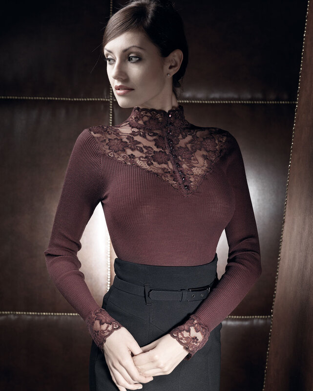 woman in lace top