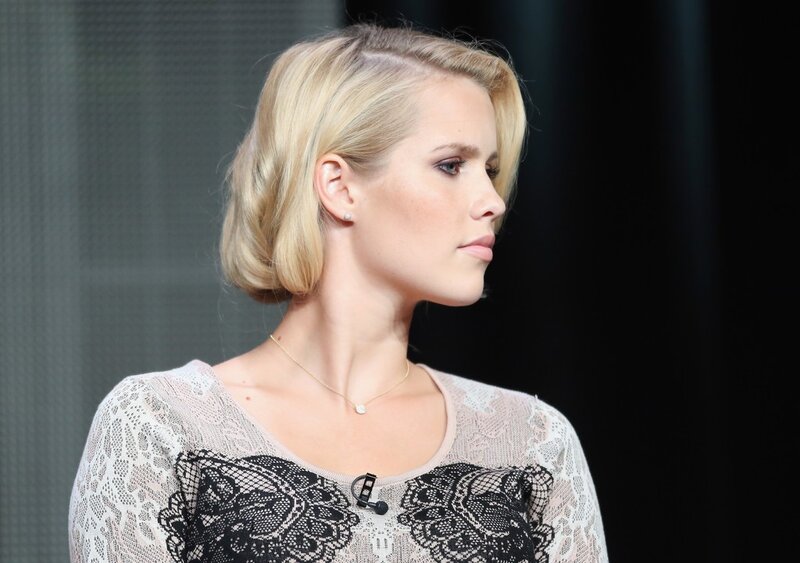 woman in lace top