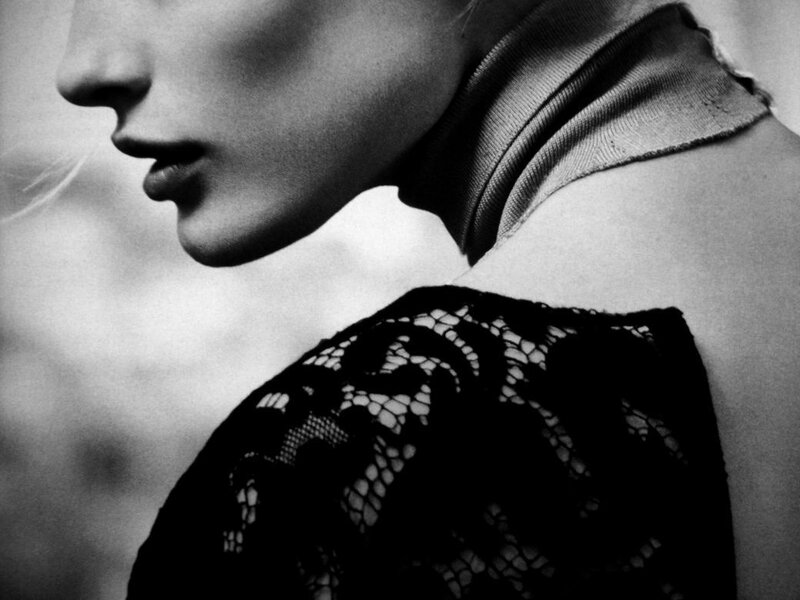 woman in lace top