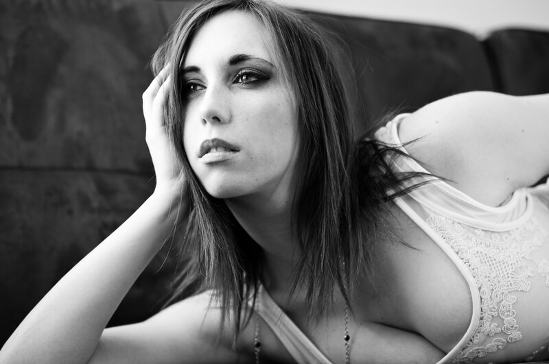 woman in lace top portrait