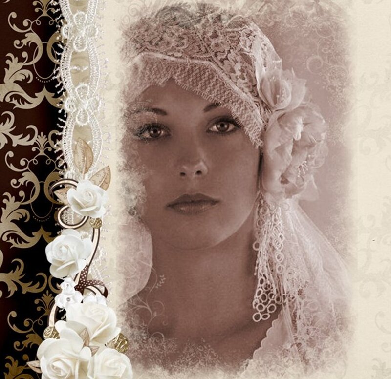 Woman in Lace Veil — White, Dramatic