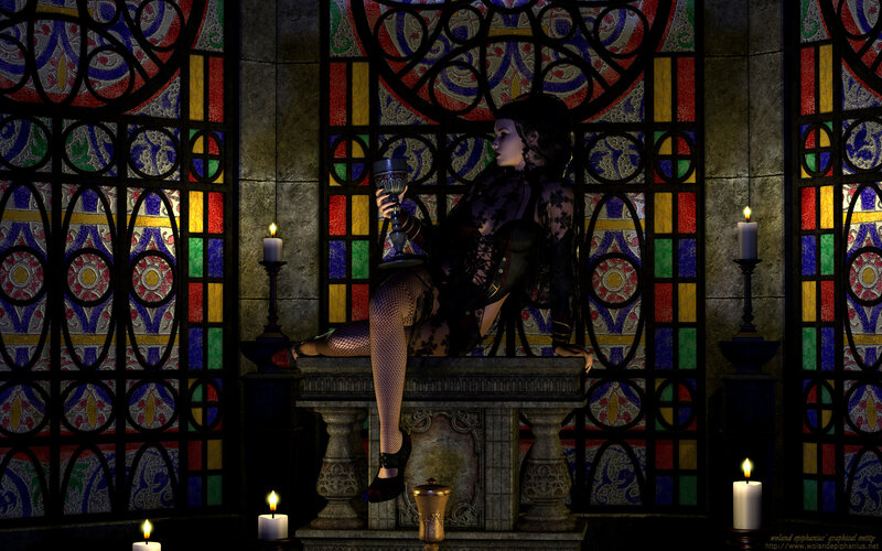 Woman in lace with goblet