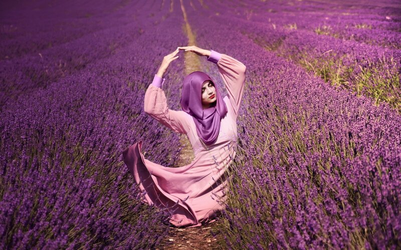 Woman in lavender field