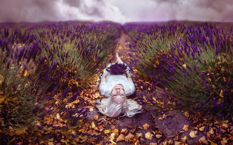 Woman in lavender field