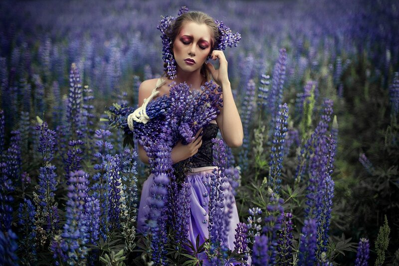 Woman in Lavender Field — Purple, Dreamy, Afternoon