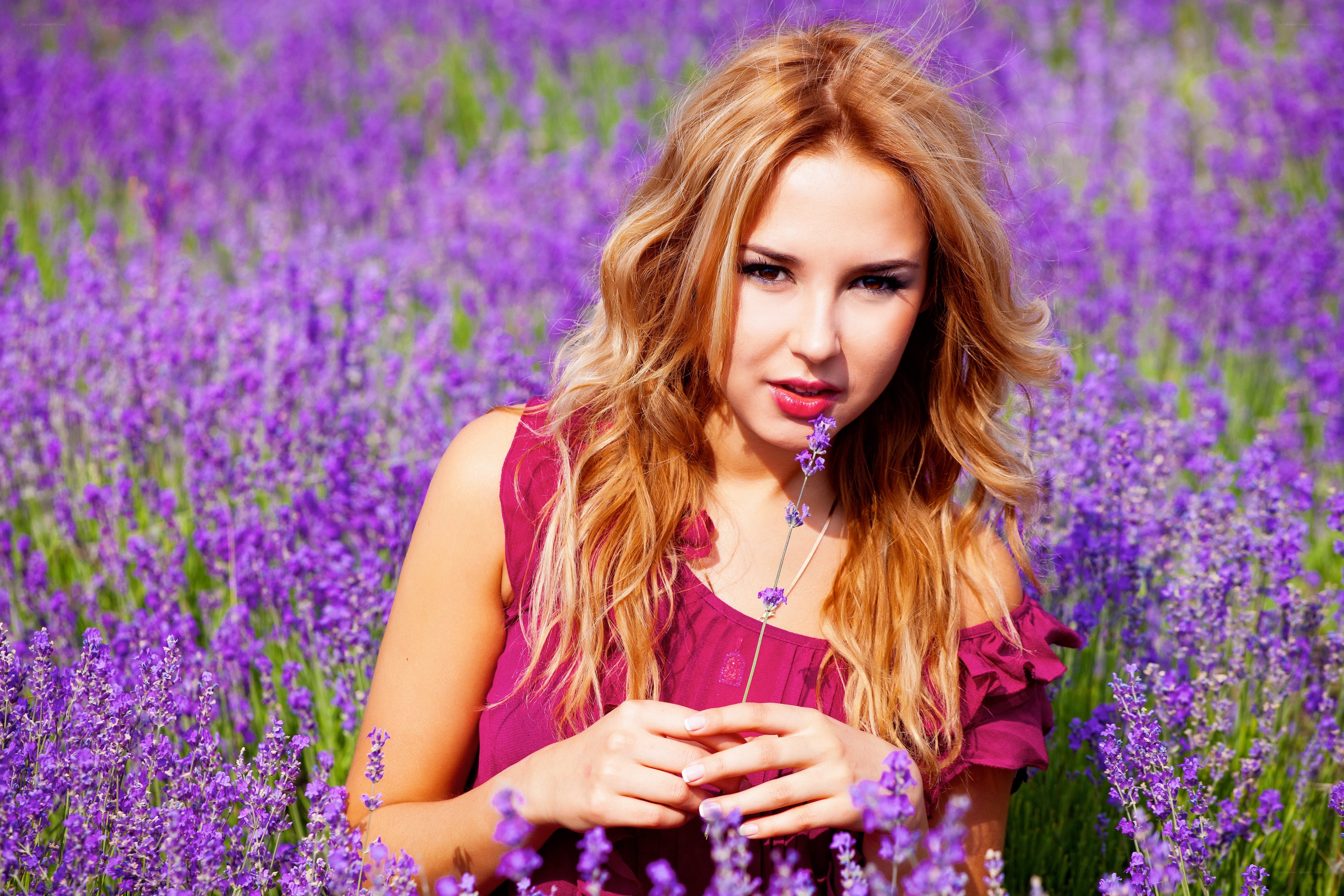 Woman in lavender field