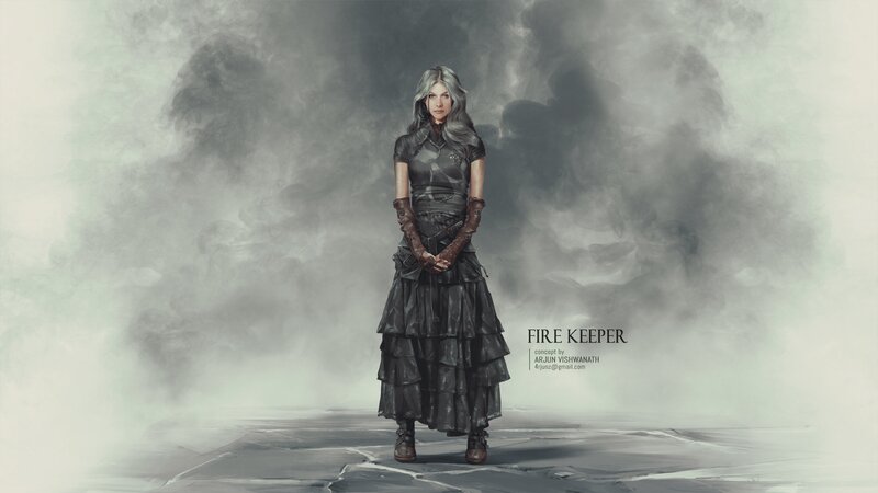 Woman in Layered Dress — Gray