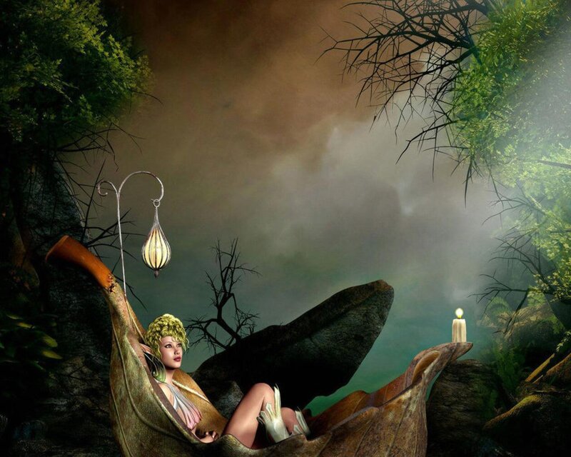 Woman in Leaf Boat