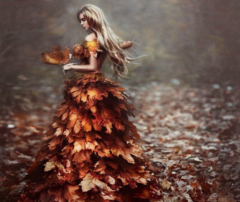 Woman in Leaf Dress — Brown