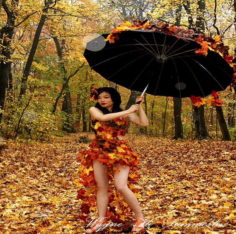 Woman in Leaf Dress — Orange