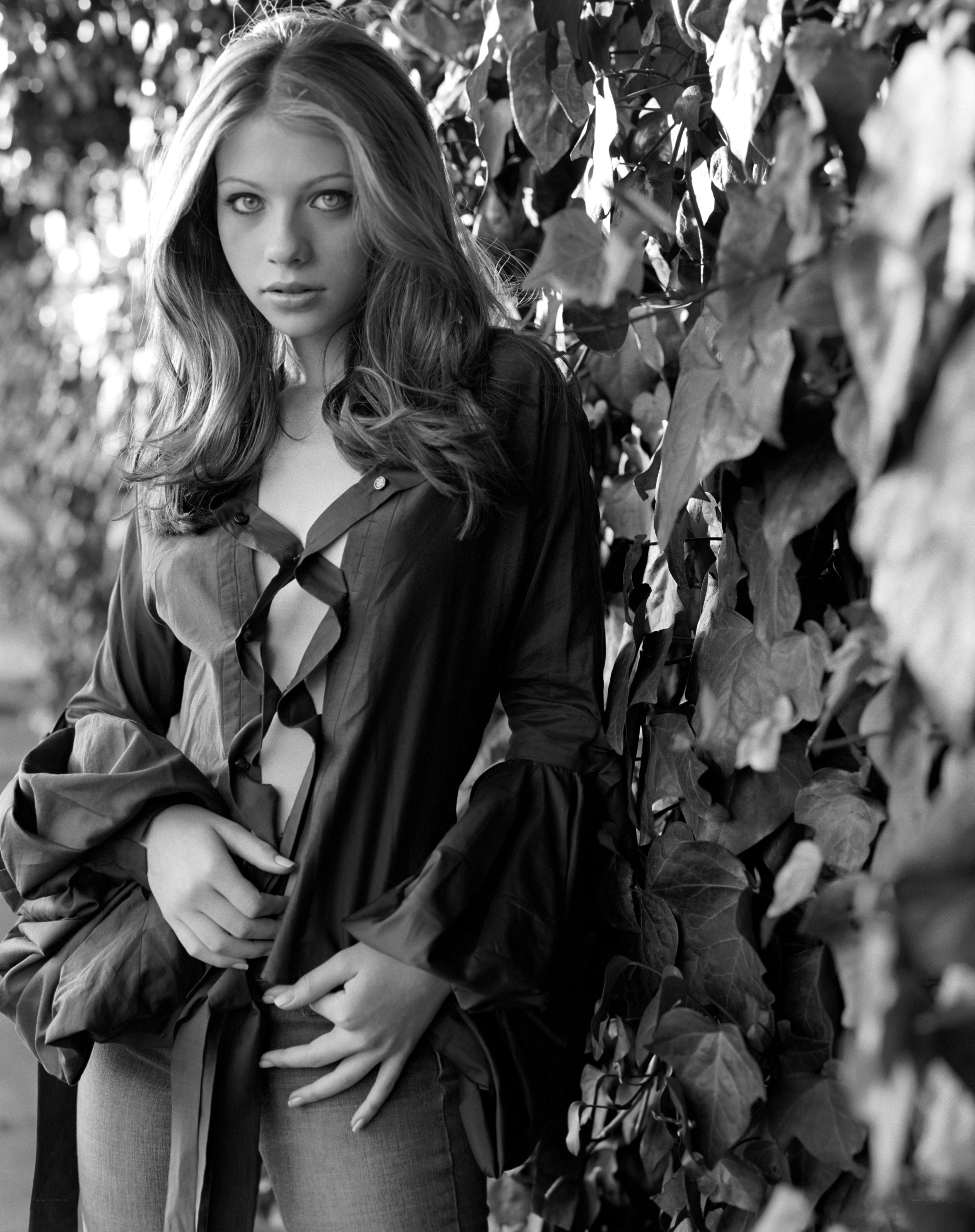 woman in leafy setting
