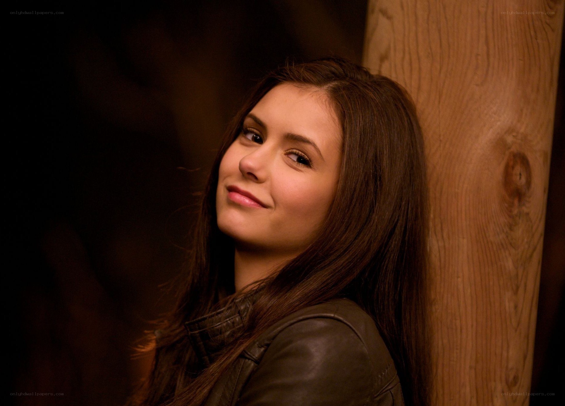 woman in leather jacket