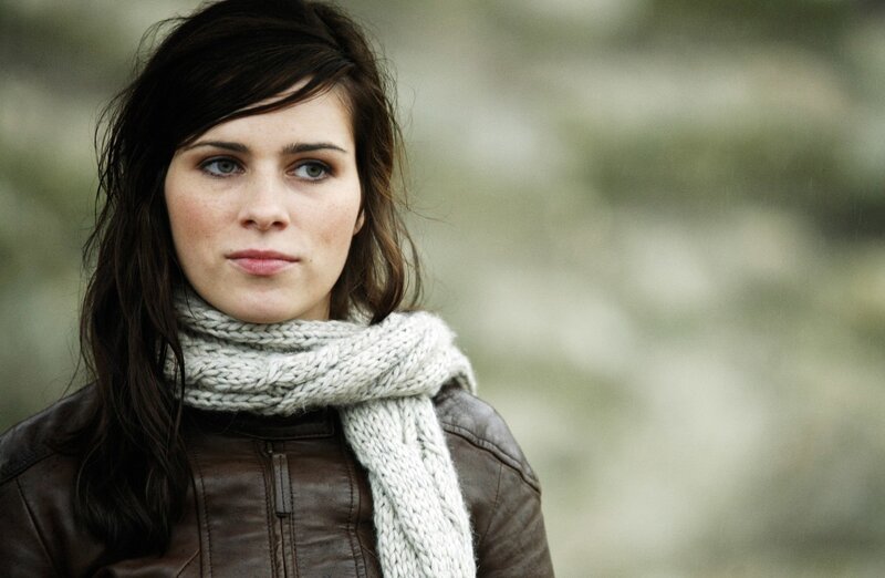 woman in leather jacket