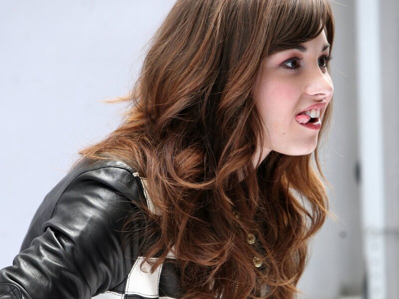 woman in leather jacket