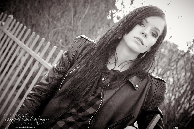 woman in leather jacket