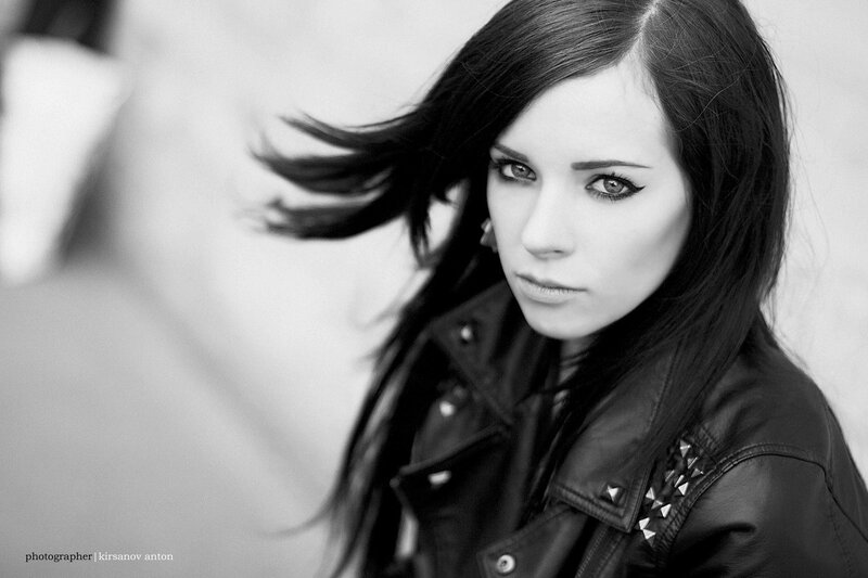 woman in leather jacket