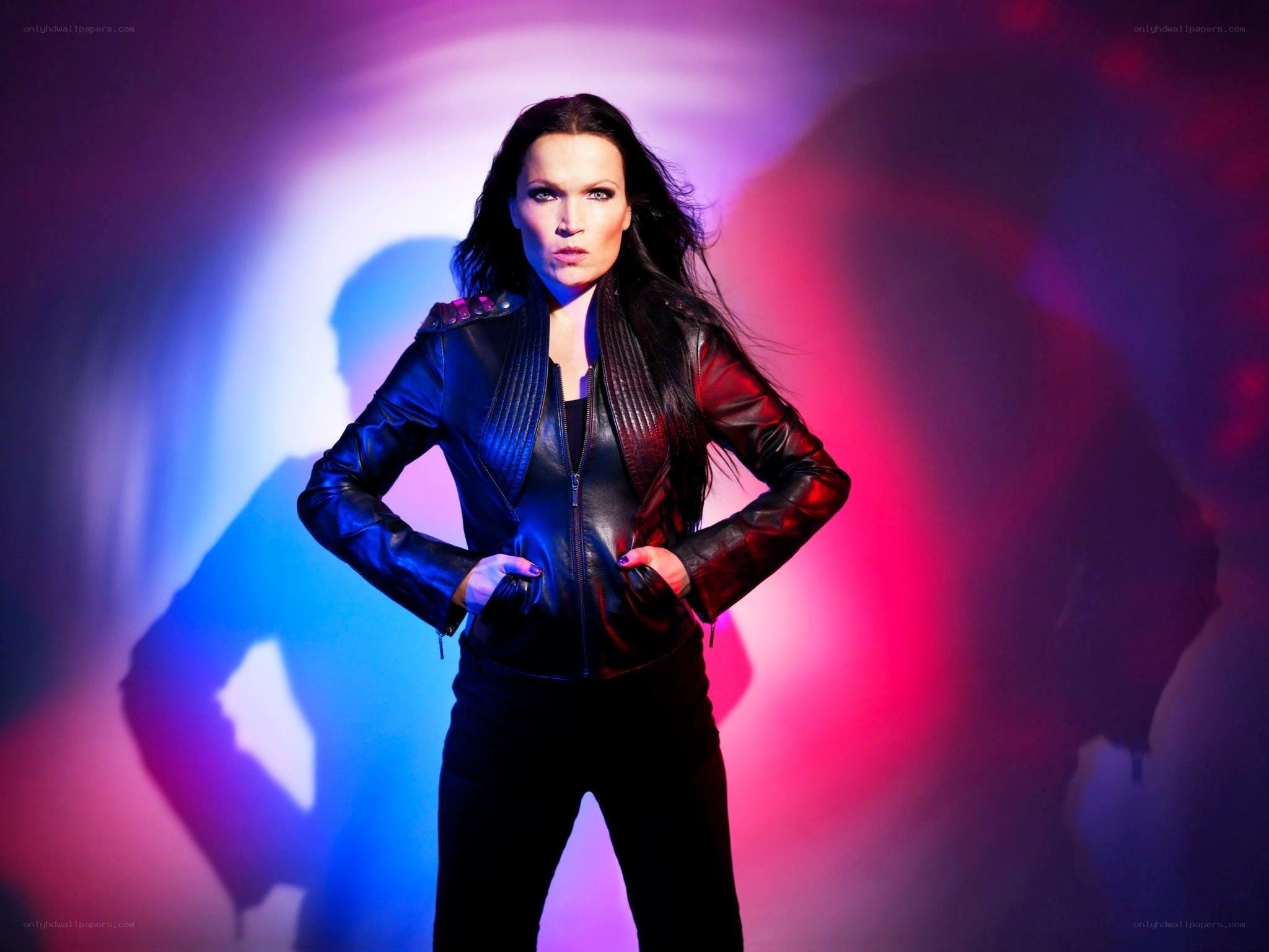 woman in leather jacket