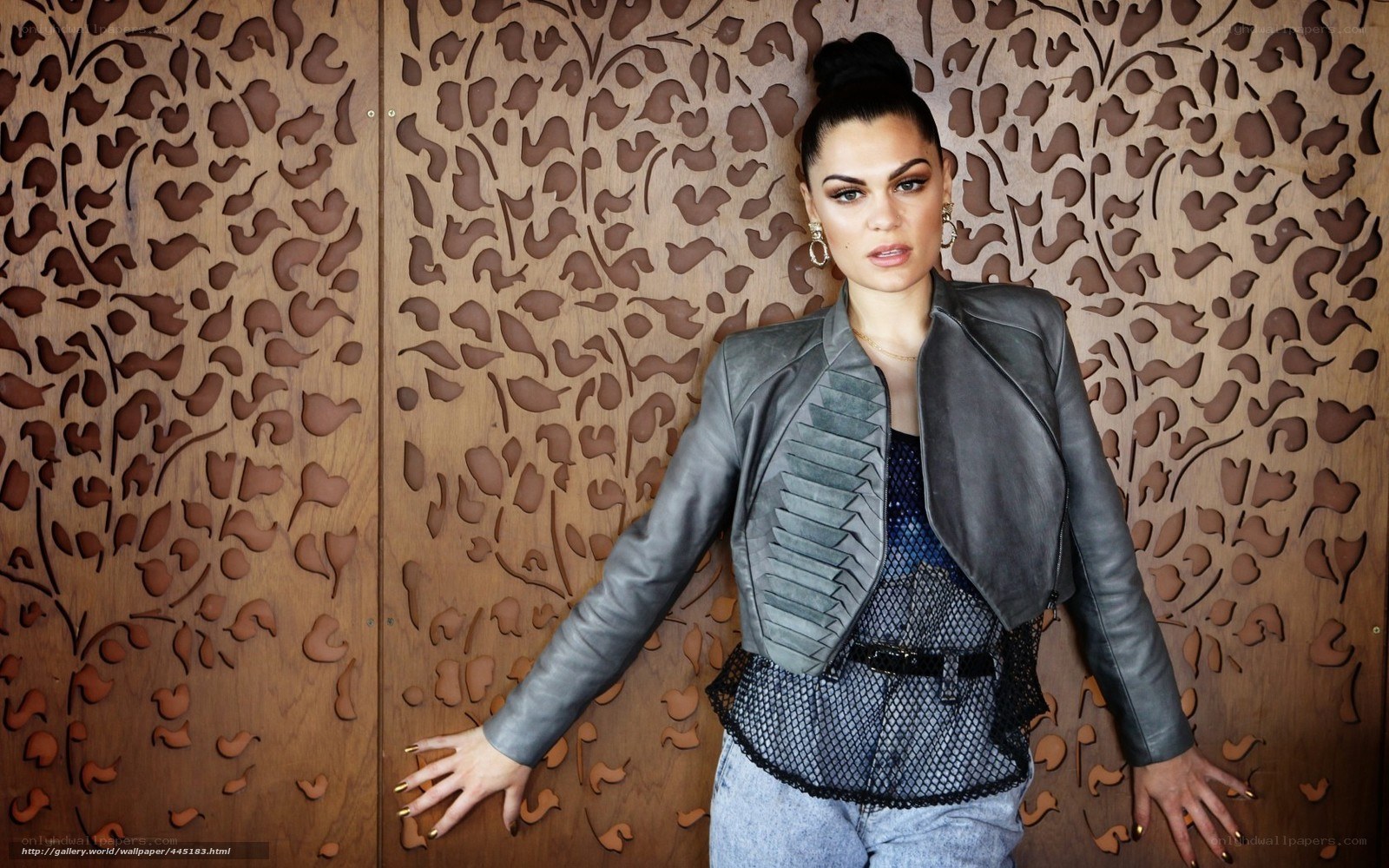 woman in leather jacket