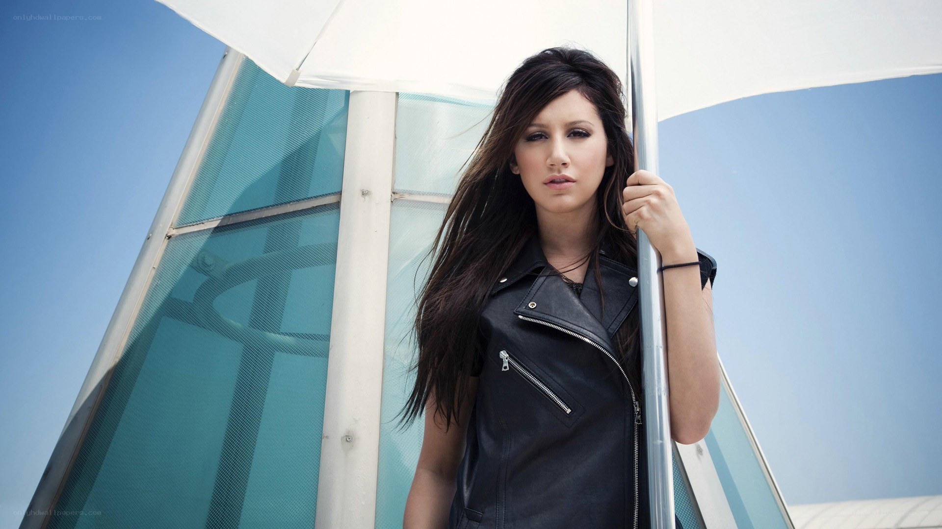 woman in leather jacket