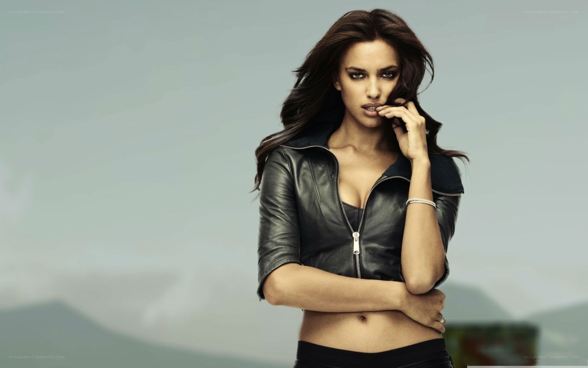 woman in leather jacket