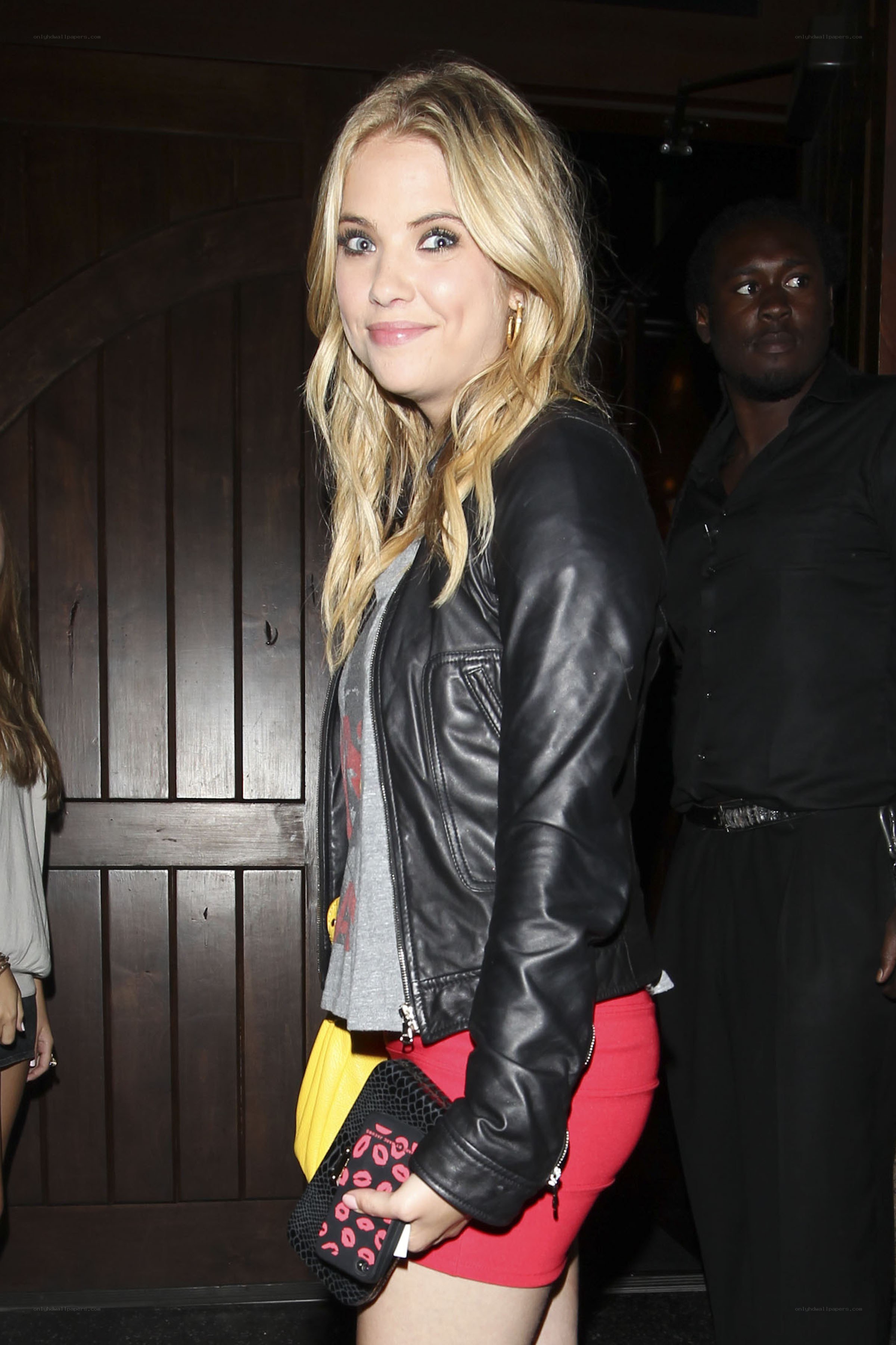 woman in leather jacket