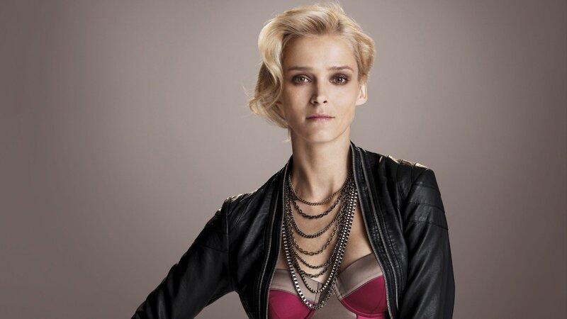 woman in leather jacket