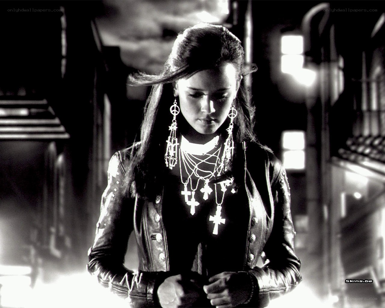 woman in leather jacket