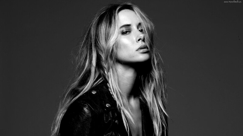 woman in leather jacket