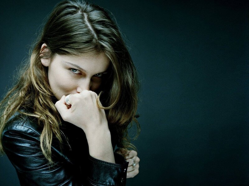 woman in leather jacket