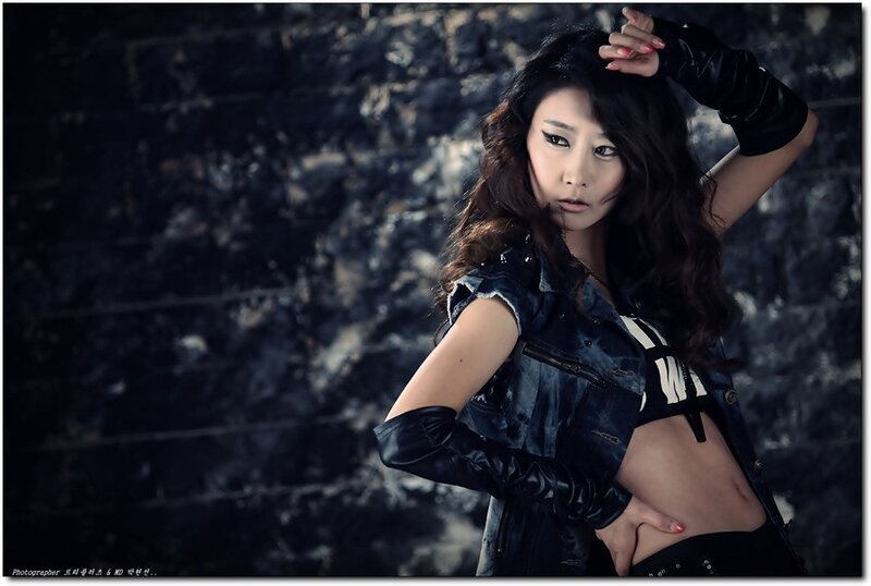 woman in leather jacket