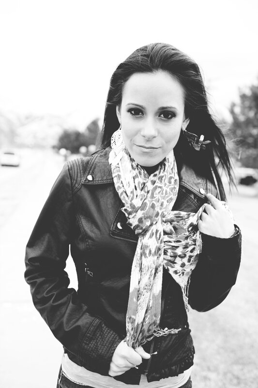 woman in leather jacket
