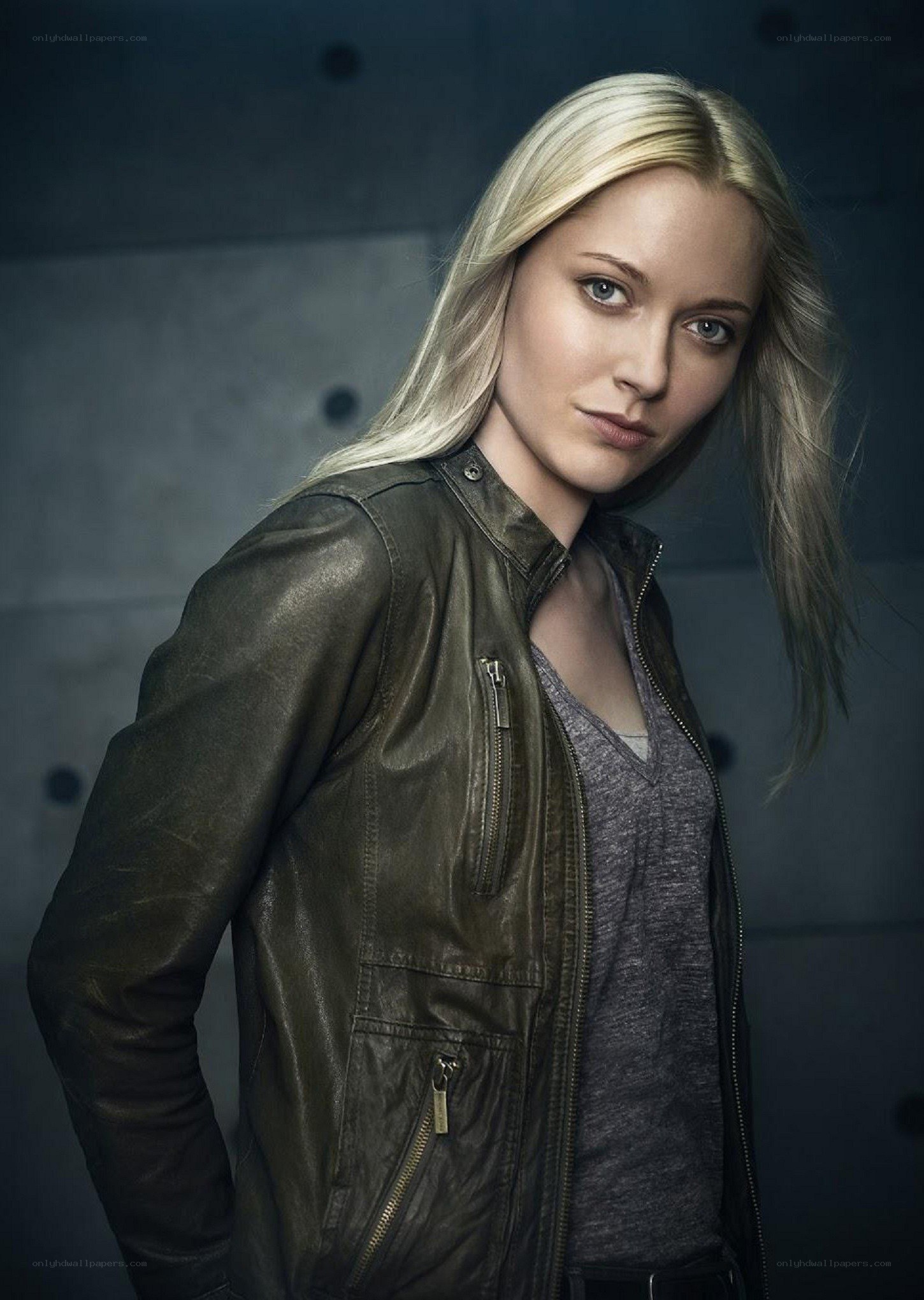 woman in leather jacket