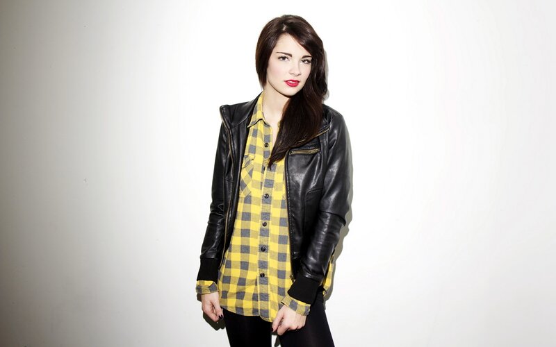 woman in leather jacket