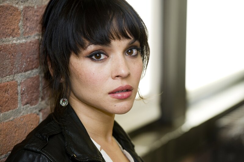 woman in leather jacket