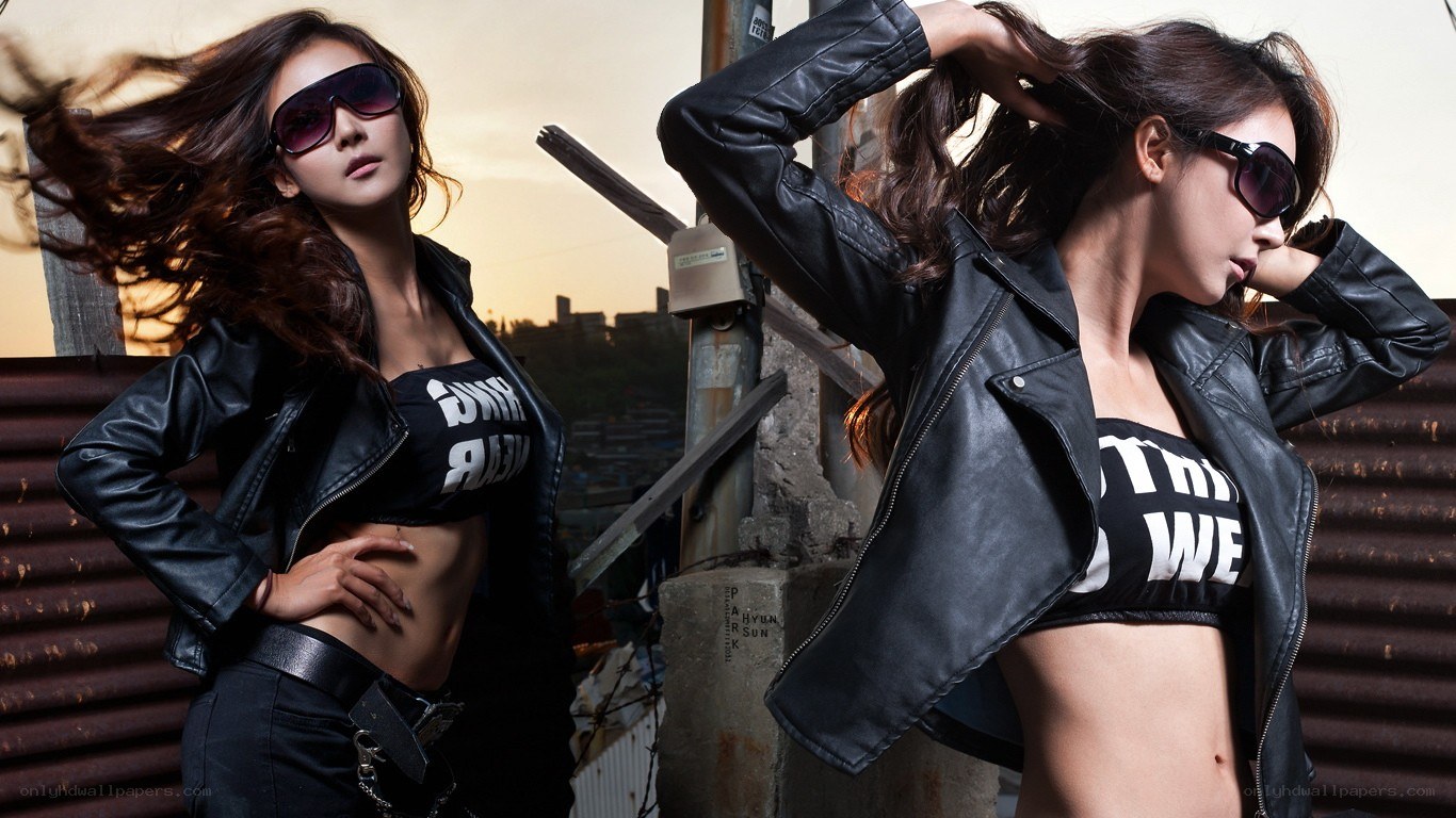 woman in leather jacket