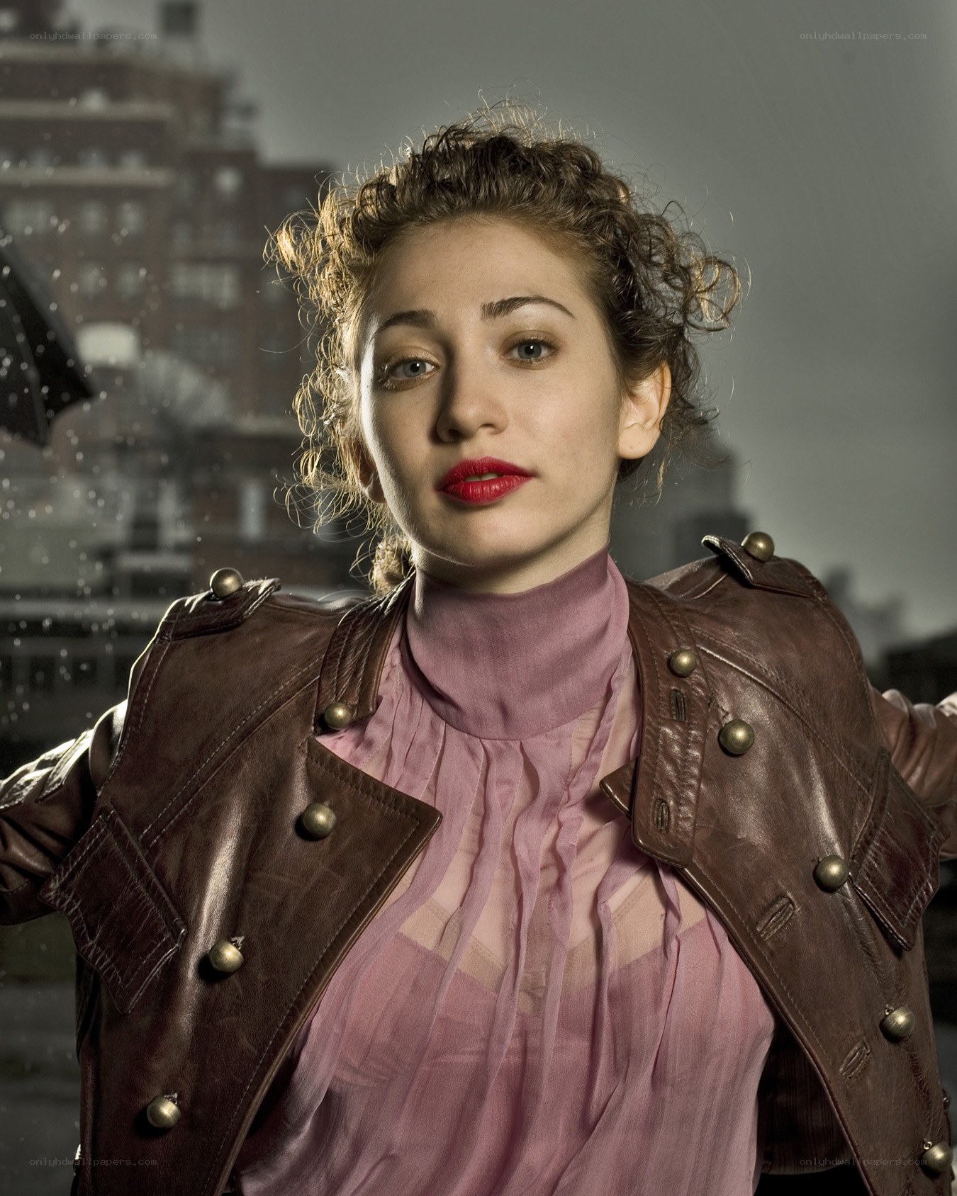 woman in leather jacket