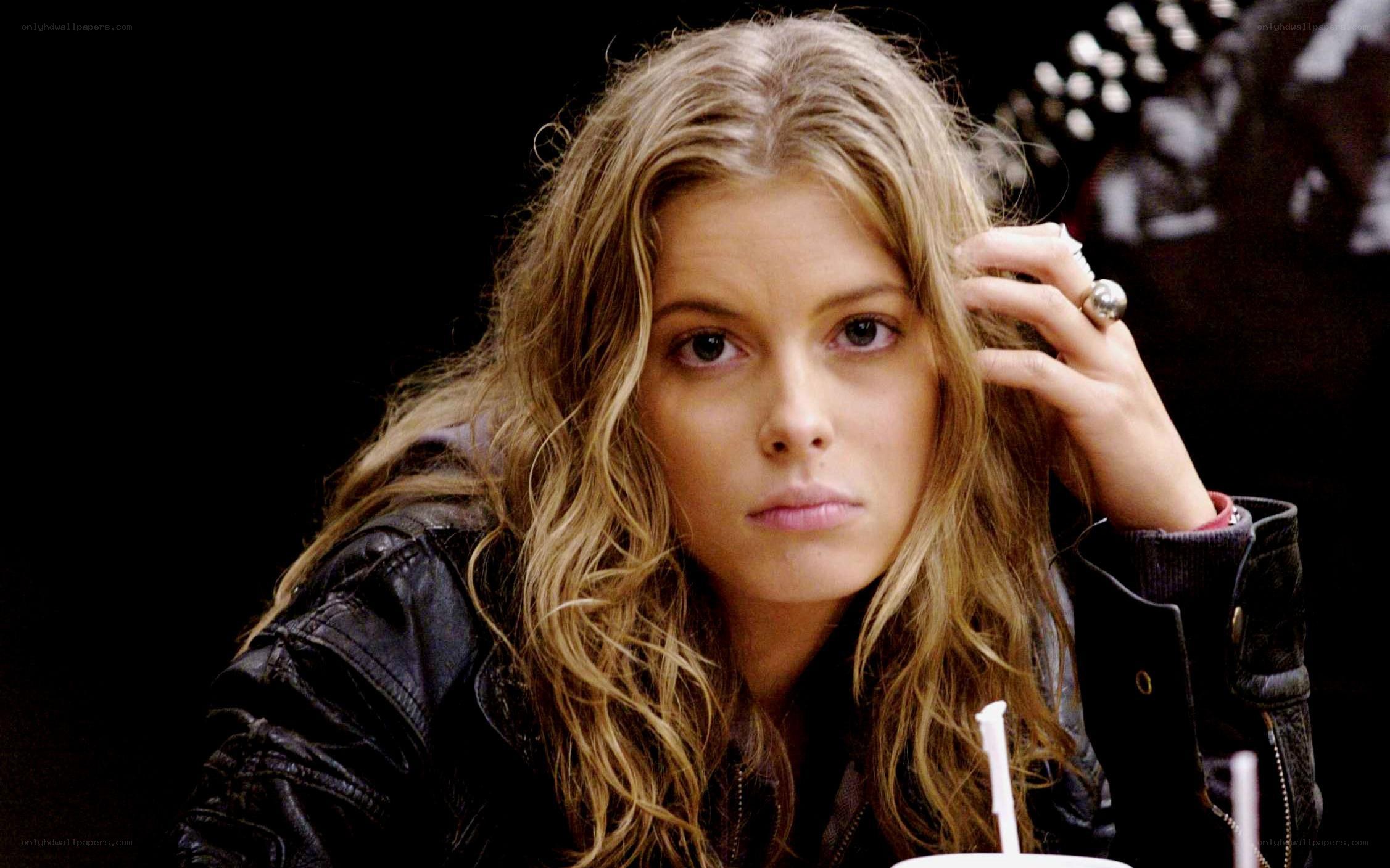 woman in leather jacket