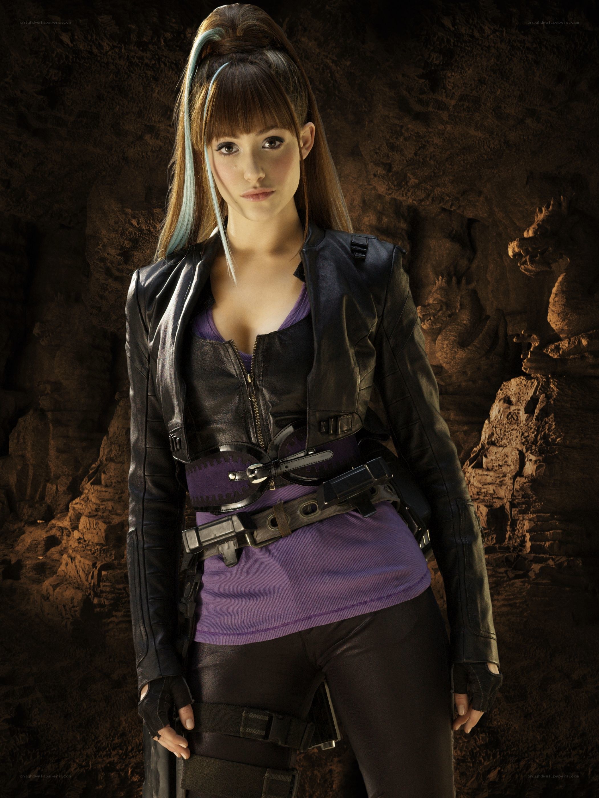 woman in leather jacket