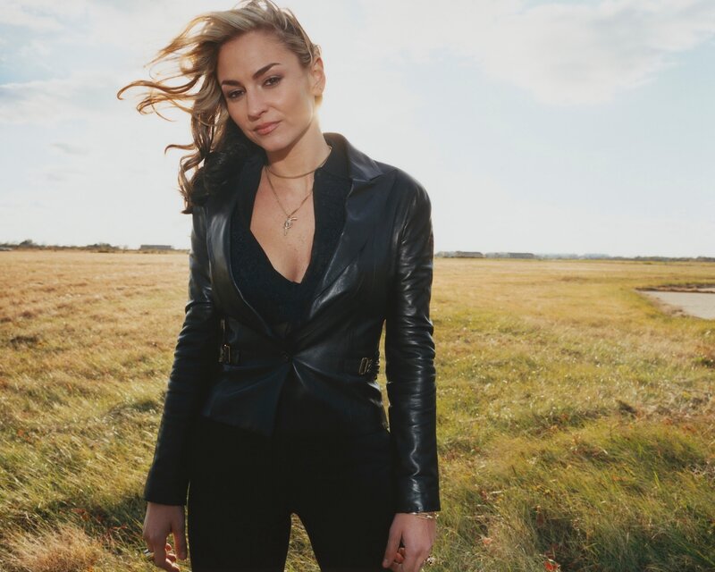Woman in Leather Jacket — Black, Dramatic, Afternoon, Photograph, Field