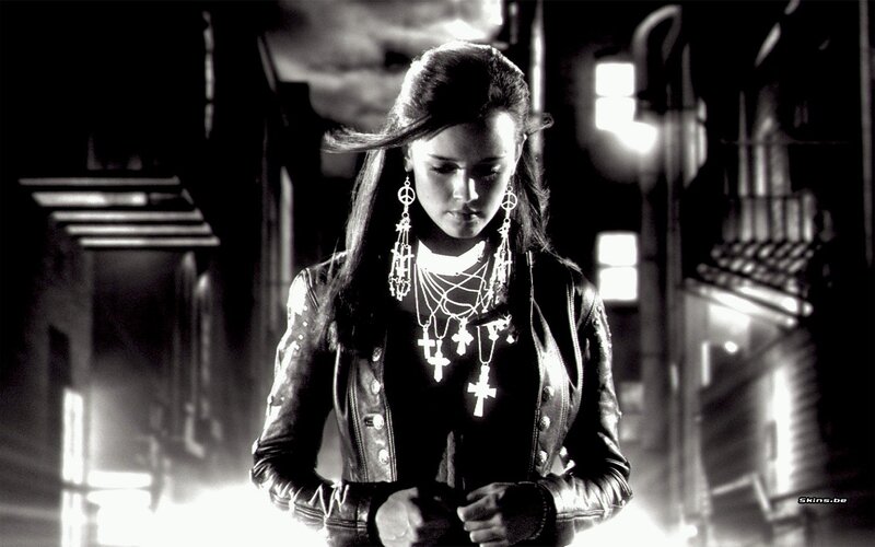 Woman in Leather Jacket — Black, Dramatic, Night, Photograph, Cross Necklaces