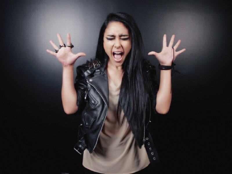 Woman in Leather Jacket — Black, Dramatic, Photograph, Leather Jacket, Long Hair