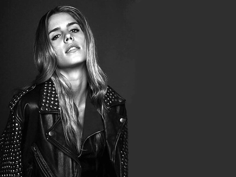 Woman in Leather Jacket — Black, Dramatic, Photograph, Leather Jacket, Studs